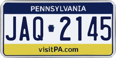 PA license plate JAQ2145