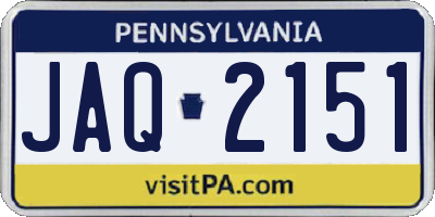 PA license plate JAQ2151