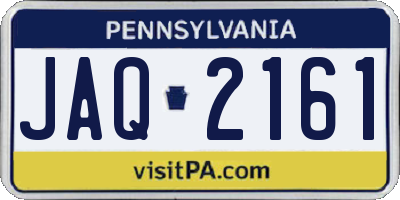 PA license plate JAQ2161