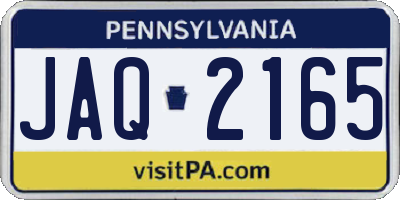 PA license plate JAQ2165