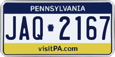 PA license plate JAQ2167