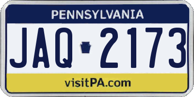 PA license plate JAQ2173