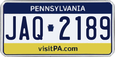 PA license plate JAQ2189