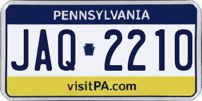 PA license plate JAQ2210