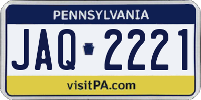 PA license plate JAQ2221