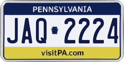 PA license plate JAQ2224
