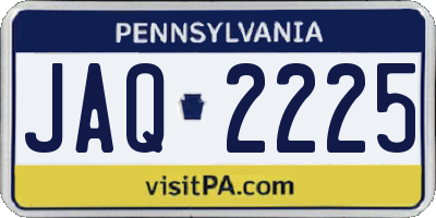 PA license plate JAQ2225