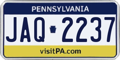 PA license plate JAQ2237