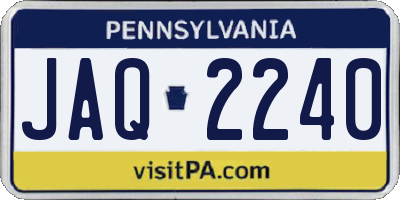 PA license plate JAQ2240