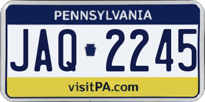 PA license plate JAQ2245
