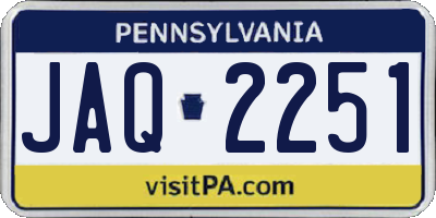 PA license plate JAQ2251