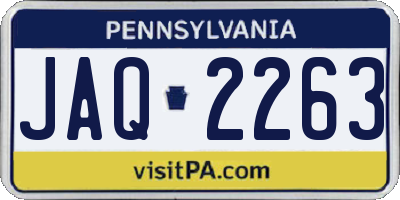 PA license plate JAQ2263