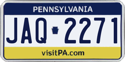 PA license plate JAQ2271