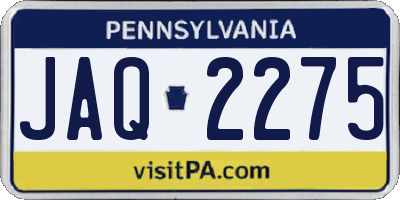 PA license plate JAQ2275