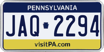PA license plate JAQ2294