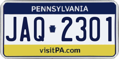 PA license plate JAQ2301