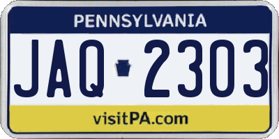 PA license plate JAQ2303