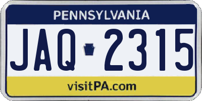 PA license plate JAQ2315