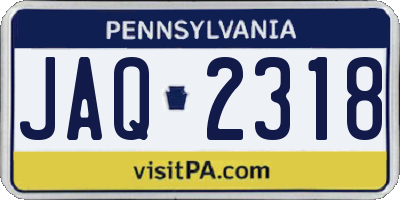 PA license plate JAQ2318