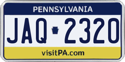 PA license plate JAQ2320