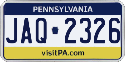 PA license plate JAQ2326