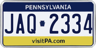 PA license plate JAQ2334