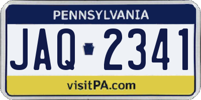 PA license plate JAQ2341