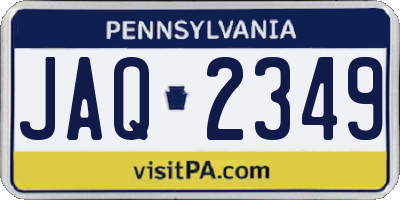PA license plate JAQ2349