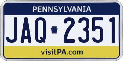 PA license plate JAQ2351