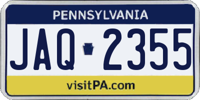 PA license plate JAQ2355