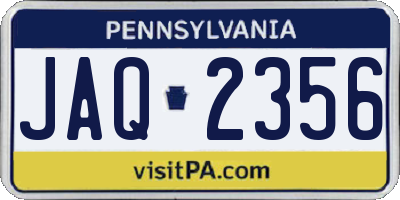 PA license plate JAQ2356