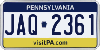PA license plate JAQ2361