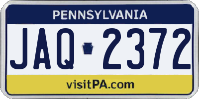 PA license plate JAQ2372