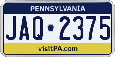 PA license plate JAQ2375