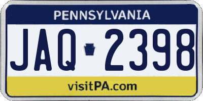 PA license plate JAQ2398