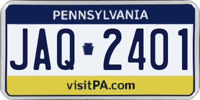 PA license plate JAQ2401