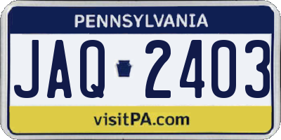 PA license plate JAQ2403