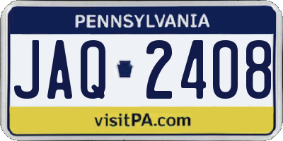 PA license plate JAQ2408