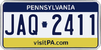 PA license plate JAQ2411