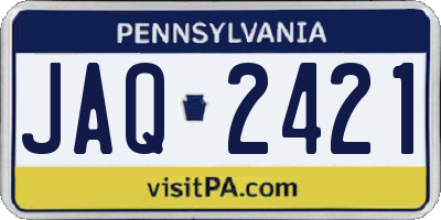 PA license plate JAQ2421