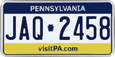 PA license plate JAQ2458