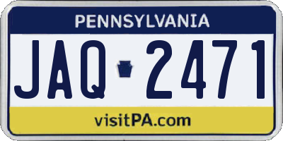 PA license plate JAQ2471