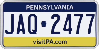PA license plate JAQ2477