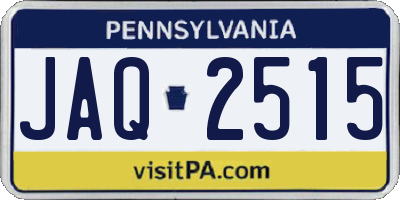 PA license plate JAQ2515