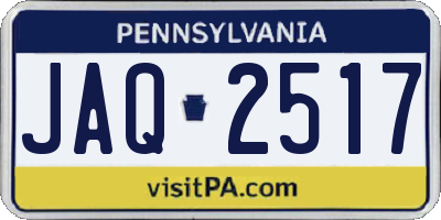 PA license plate JAQ2517