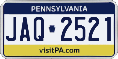 PA license plate JAQ2521