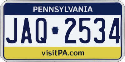 PA license plate JAQ2534
