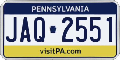 PA license plate JAQ2551