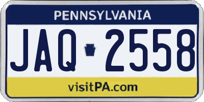 PA license plate JAQ2558