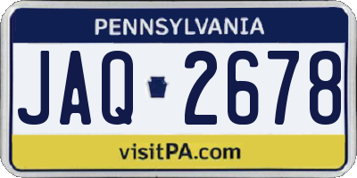 PA license plate JAQ2678